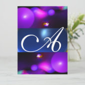 Invitation BULLE DE QUANTUM MONOGRAMME violet bleu (Debout devant)