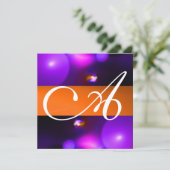 Invitation BULLE DE QUANTUM MONOGRAMME violet orange (Debout devant)