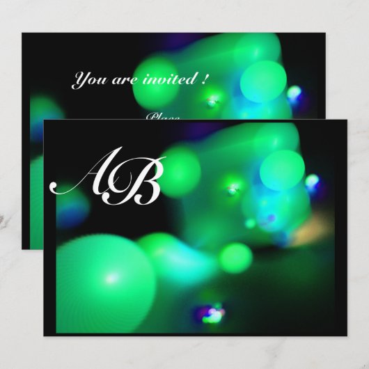 Invitation BULLE DE QUANTUM noir vert (Devant / Derrière)