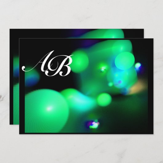 Invitation BULLE DE QUANTUME vert noir (Devant / Derrière)