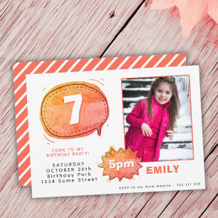 Invitation Bulle de texte de dessin animé Photo Fille Anniver