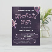 Invitation Bulle métallisée violette Y2K (Debout devant)