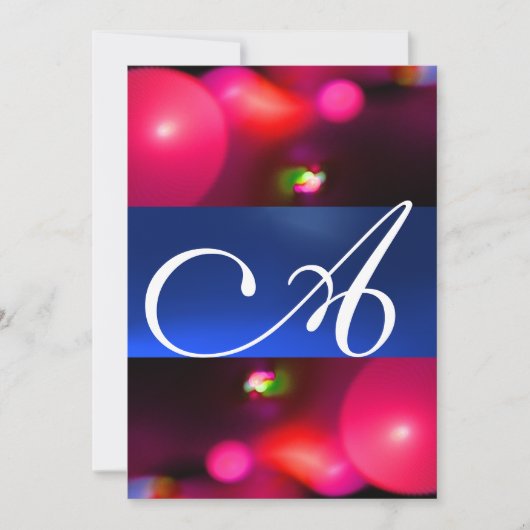 Invitation Bulle quantique monogramme rouge bleu (Devant)