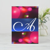 Invitation Bulle quantique monogramme rouge bleu (Debout devant)