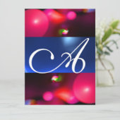 Invitation Bulle quantique monogramme rouge bleu (Debout devant)