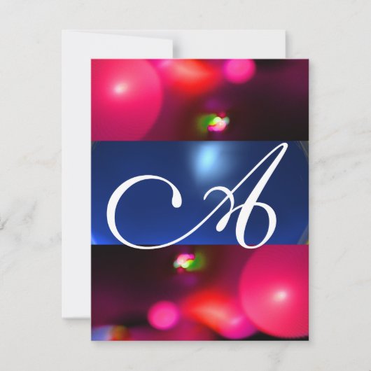 Invitation BULLE QUANTIQUE MONOGRAMME rouge bleu (Devant)