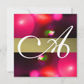 Invitation Bulle quantique monogramme rouge gris (Devant)