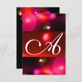 Invitation BULLE QUANTIQUE MONOGRAMME rouge noir rose rsvp (Devant / Derrière)