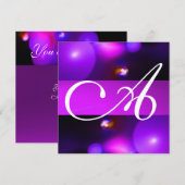 Invitation BULLE QUANTIQUE MONOGRAMME violet (Devant / Derrière)