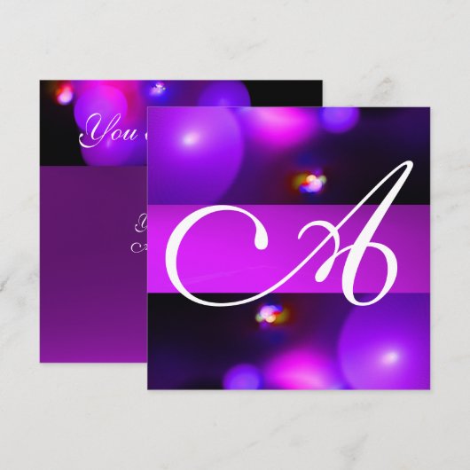 Invitation BULLE QUANTIQUE MONOGRAMME violet (Devant / Derrière)