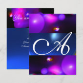Invitation Bulle quantique monogramme violet bleu (Devant / Derrière)