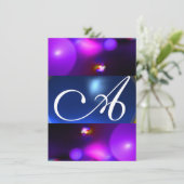 Invitation Bulle Quantique Monogramme violet bleu rsvp (Debout devant)