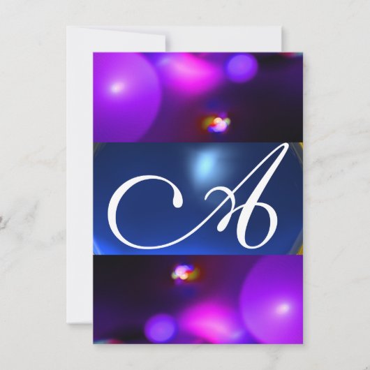 Invitation Bulle Quantique Monogramme violet bleu rsvp (Devant)