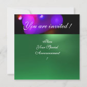Invitation Bulle quantique monogramme violet vert (Dos)