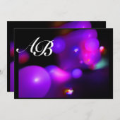 Invitation BULLE QUANTIQUE noir rose violet fuchsia (Devant / Derrière)