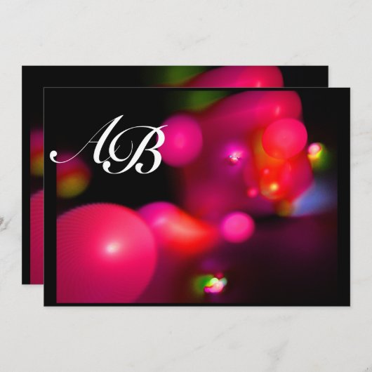 Invitation BULLE QUANTIQUE rouge noir rose (Devant / Derrière)