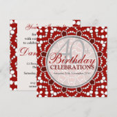 Invitation Bulles Anniversaire Rouge+Blanc Célébra (Devant / Derrière)