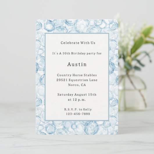 Invitation Bulles Bleues Anniversaire (Debout devant)