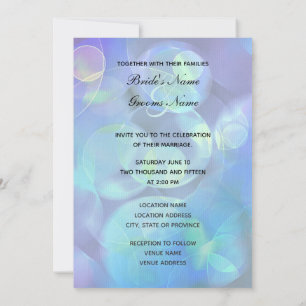 Invitation Bulles bleues modernes Fractal Abstract Design
