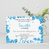 Invitation Bulles bleues modernes Premier anniversaire (Debout devant)
