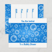Invitation Bulles Bleues, Vous Êtes Invités, À Une Douche Bub (Devant / Derrière)