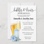 Invitation Bulles & brasseries avant bébé à baby shower bleu (Devant)