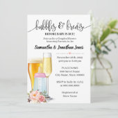 Invitation Bulles & brasseries avant bébé baby shower rose (Debout devant)
