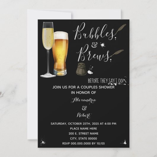 Invitation Bulles & Brews Couples Wedding shower (Devant)