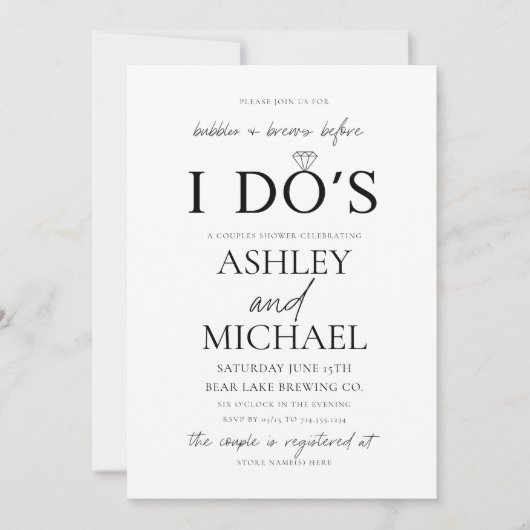 Invitation Bulles & Brews Simple Script Photo Douche (Devant)
