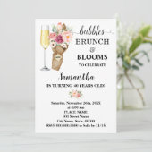 Invitation Bulles Brunch & Blooms Fleurs roses Anniversaire (Debout devant)