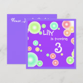 Invitation Bulles colorées (Devant / Derrière)