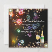 Invitation Bulles de champagne de feux d'artifice (Dos)