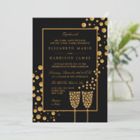 Bulles de Champagne d'or - Noir & Or - Mariage