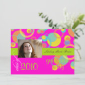 Invitation Bulles de morue fluorescentes/rose chaude/orange/c (Debout devant)