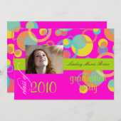 Invitation Bulles de morue fluorescentes/rose chaude/orange/c (Devant / Derrière)