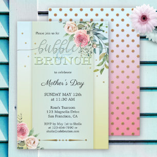 Invitation Bulles de pastel floral aquarelle et brunch