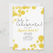 Invitation Bulles de points jaunes Fêtons la fête (Devant)