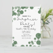 Invitation Bulles de points verts blancs Fête surprise (Debout devant)