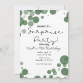 Invitation Bulles de points verts blancs Surprise Party (Devant)