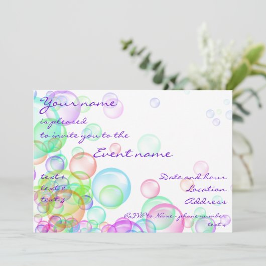 Invitation Bulles de savon (Debout devant)