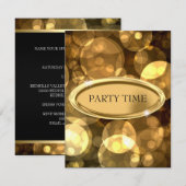 Invitation Bulles élégantes de noir et d'or d'événement (Devant / Derrière)