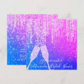 Invitation Bulles en verre diamant 30e 40e Bleu royal nuptial (Devant / Derrière)