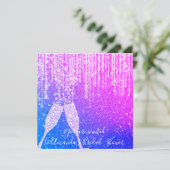 Invitation Bulles en verre diamant 30e 40e Bleu royal nuptial (Debout devant)