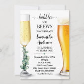 Invitation Bulles et brasse Eucalyptus Verdure Anniversaire (Devant)