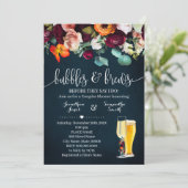 Invitation Bulles et brasse Fleurs de vin Wedding shower bleu (Debout devant)