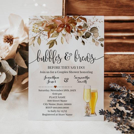 Invitation Bulles et brasses Automne Automne Wedding shower