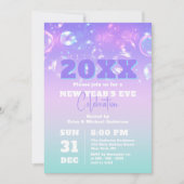 Invitation Bulles et lumières Dégradé pastel Nouvel An (Devant)