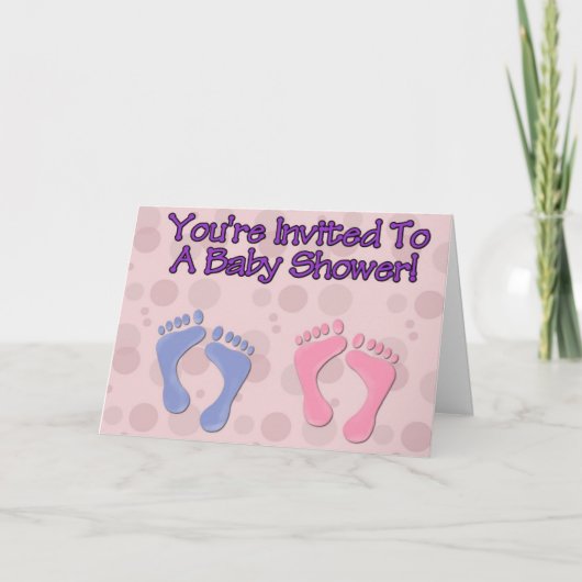 Invitation Bulles et pieds d'invitation de baby shower (Devant)