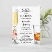 Invitation Bulles & Fleurs roses Bourbon Adultes Anniversaire (Debout devant)
