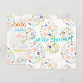 Invitation Bulles florales du Baby shower (Devant / Derrière)